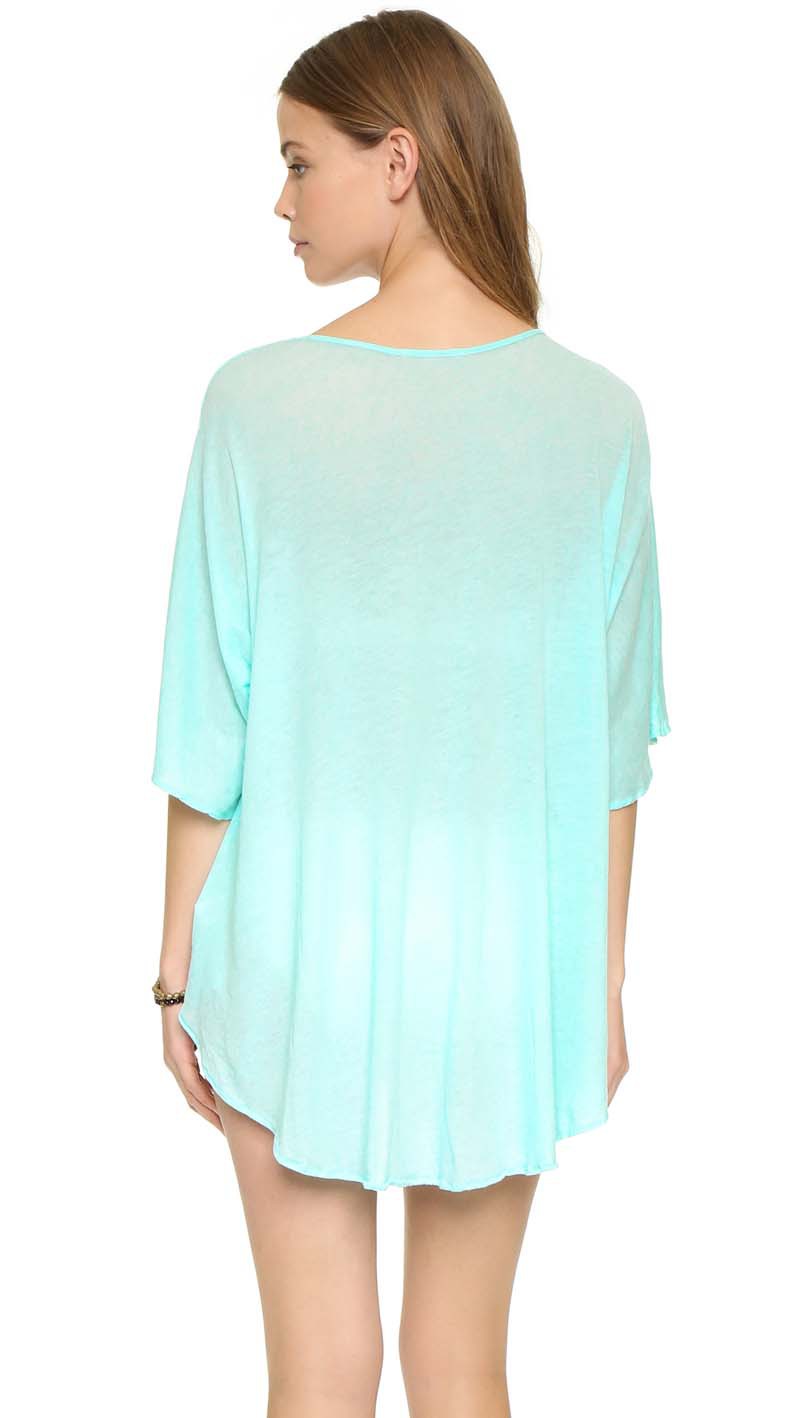 F4561 Light Blue Cheeky Letter Print Summer Cover up